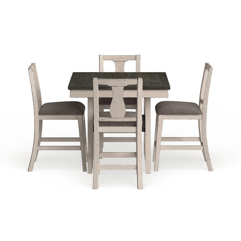 Ensemble de salle à manger 5 pièces Merichleri en bois blanc antique hauteur comptoir par Copper Grove