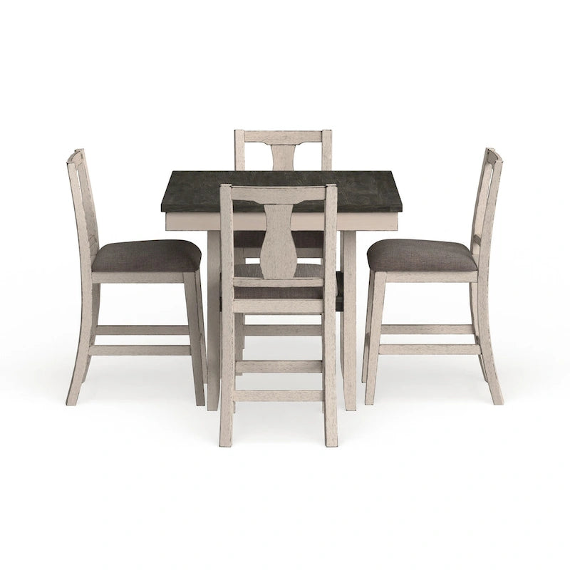 Ensemble de salle à manger 5 pièces Merichleri en bois blanc antique hauteur comptoir par Copper Grove
