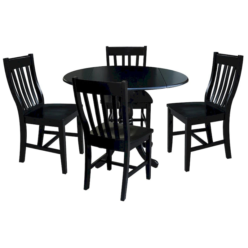 Ensemble de salle à manger 5 pièces Dining Essentials avec table noire et chaises Schoolhouse