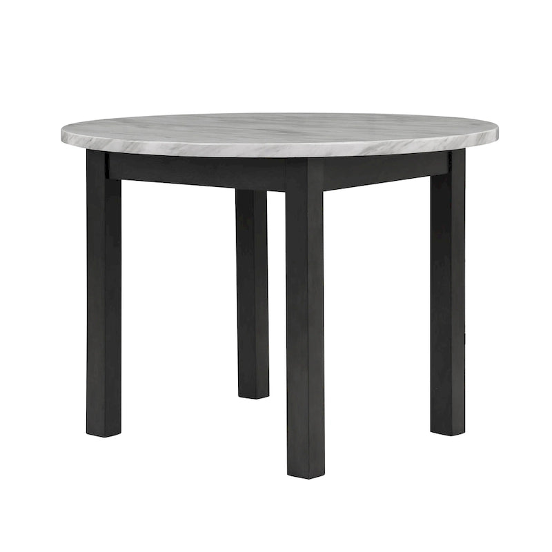 Ensemble de table à manger ronde 5 pièces Paulina en faux marbre gris contemporain par Furniture of America