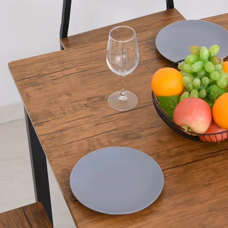 HOMCOM Ensemble de salle à manger 5 pièces moderne hauteur de comptoir, table de cuisine compacte et 4 chaises avec repose-pieds, pieds en métal, bois