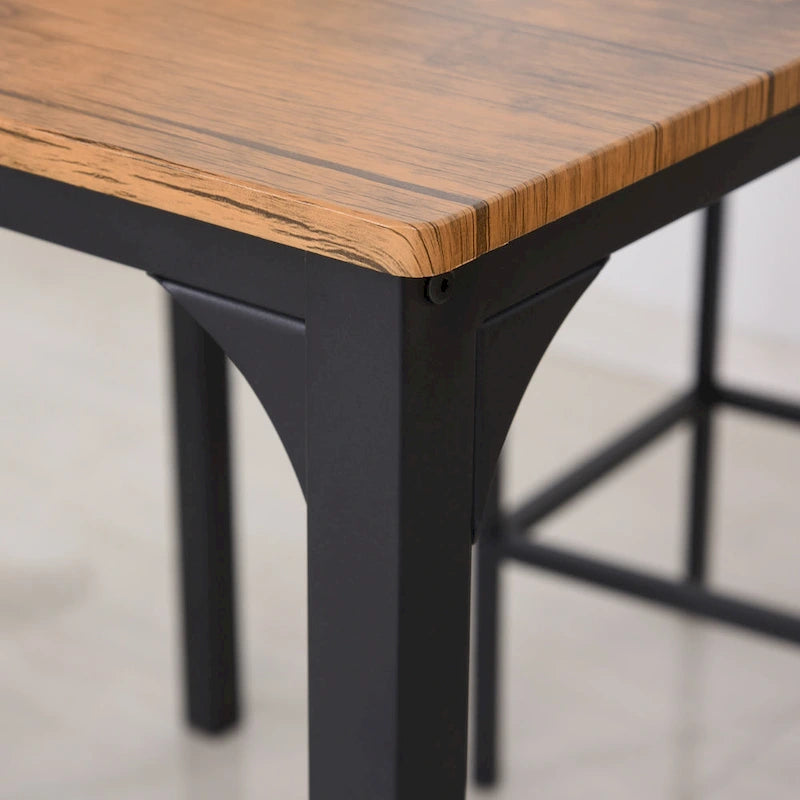 HOMCOM Ensemble de salle à manger 5 pièces moderne hauteur de comptoir, table de cuisine compacte et 4 chaises avec repose-pieds, pieds en métal, bois