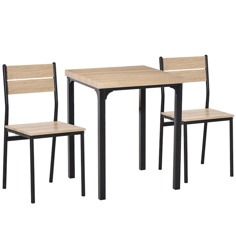 HOMCOM Ensemble table de salle à manger 3 pièces style rustique avec plateau en bois, 2 chaises assorties et design polyvalent pour petit espace