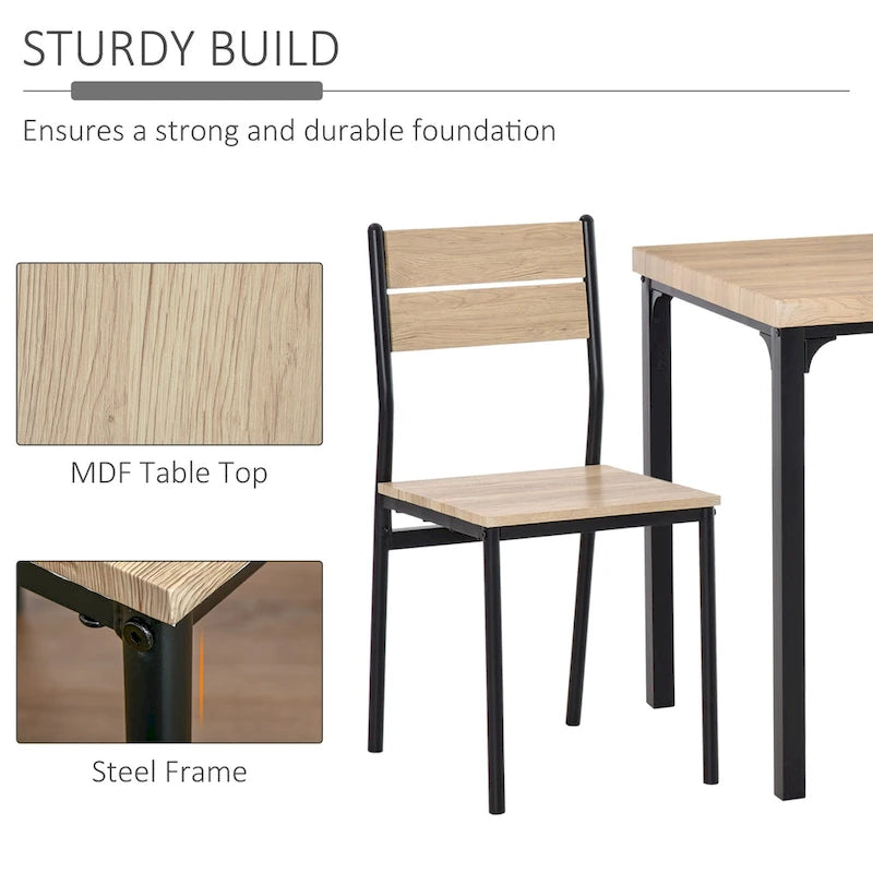 HOMCOM Ensemble table de salle à manger 3 pièces style rustique avec plateau en bois, 2 chaises assorties et design polyvalent pour petit espace