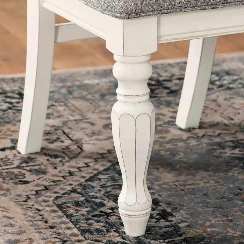 Ensemble de salle à manger 7 pièces Roundhill Furniture Belleza style campagne française, fini blanc antique et chêne patiné