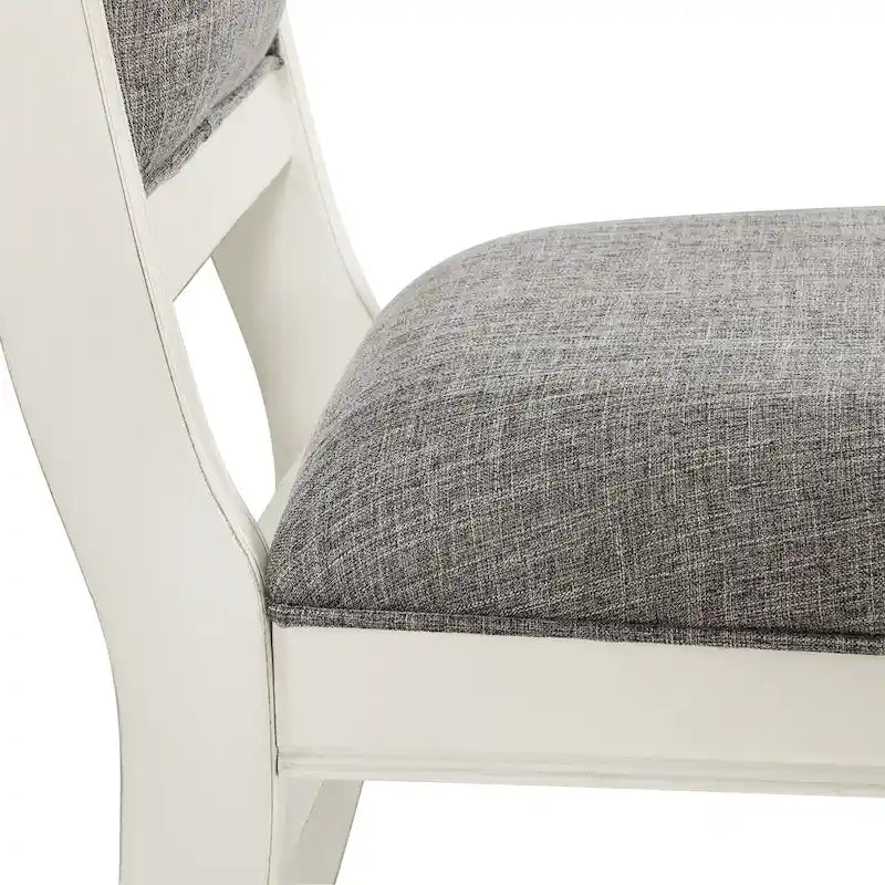 Ensemble de salle à manger 7 pièces Roundhill Furniture Belleza style campagne française, fini blanc antique et chêne patiné