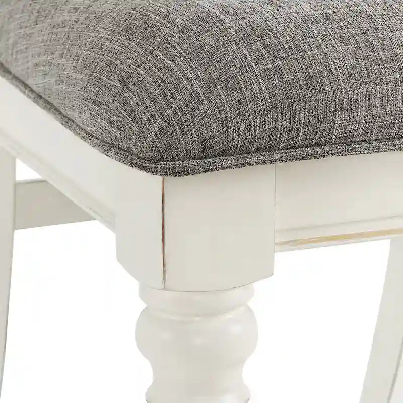 Ensemble de salle à manger 7 pièces Roundhill Furniture Belleza style campagne française, fini blanc antique et chêne patiné
