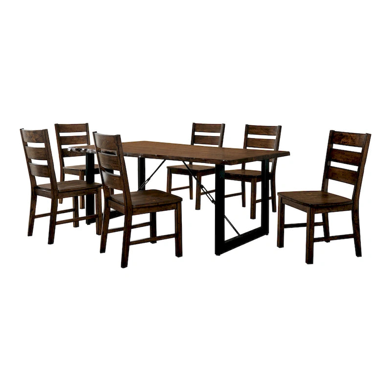 Ensemble de salle à manger 7 pièces en bois massif de noyer rustique par Furniture of America