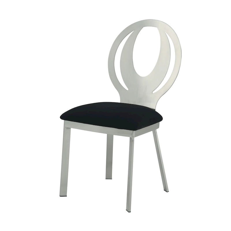 Ensemble de salle à manger 7 pièces avec piédestal en U en acier noir moderne Heer par Furniture of America