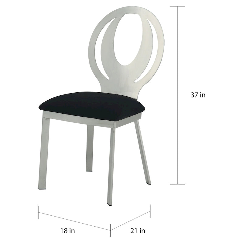 Ensemble de salle à manger 7 pièces avec piédestal en U en acier noir moderne Heer par Furniture of America