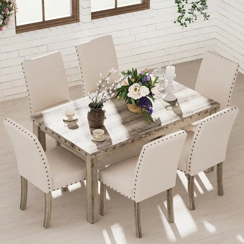 Morden Fort – Ensemble de salle à manger avec table rectangulaire et 7 chaises