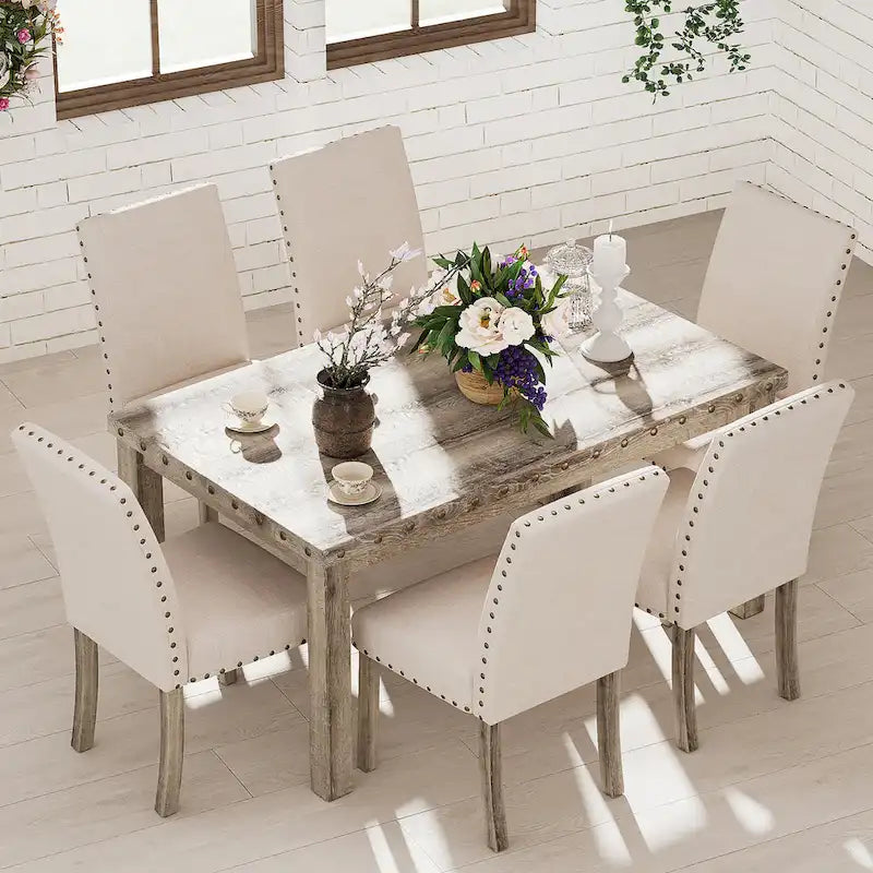 Morden Fort – Ensemble de salle à manger avec table rectangulaire et 7 chaises