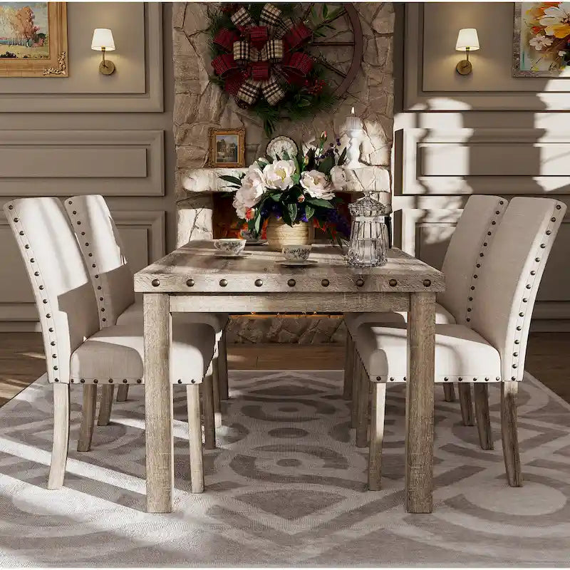 Morden Fort – Ensemble de salle à manger avec table rectangulaire et 7 chaises