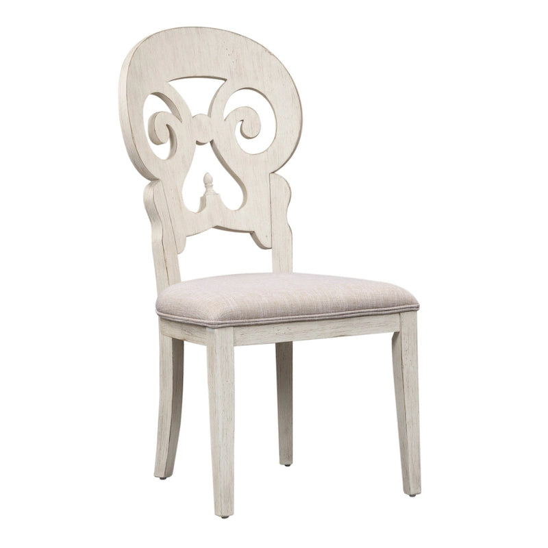 Ensemble de 7 pièces de table à tréteaux de ferme revisitée, blanc antique