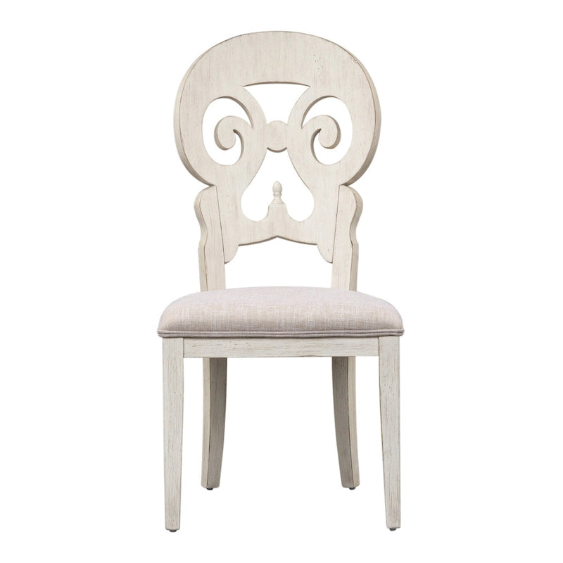 Ensemble de 7 pièces de table à tréteaux de ferme revisitée, blanc antique