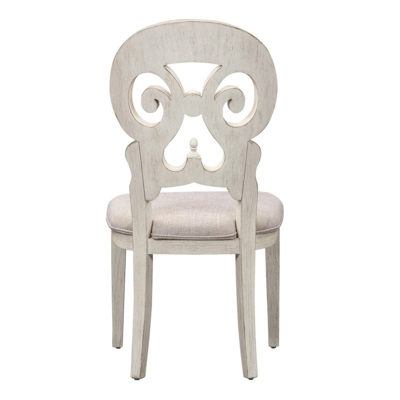 Ensemble de 7 pièces de table à tréteaux de ferme revisitée, blanc antique