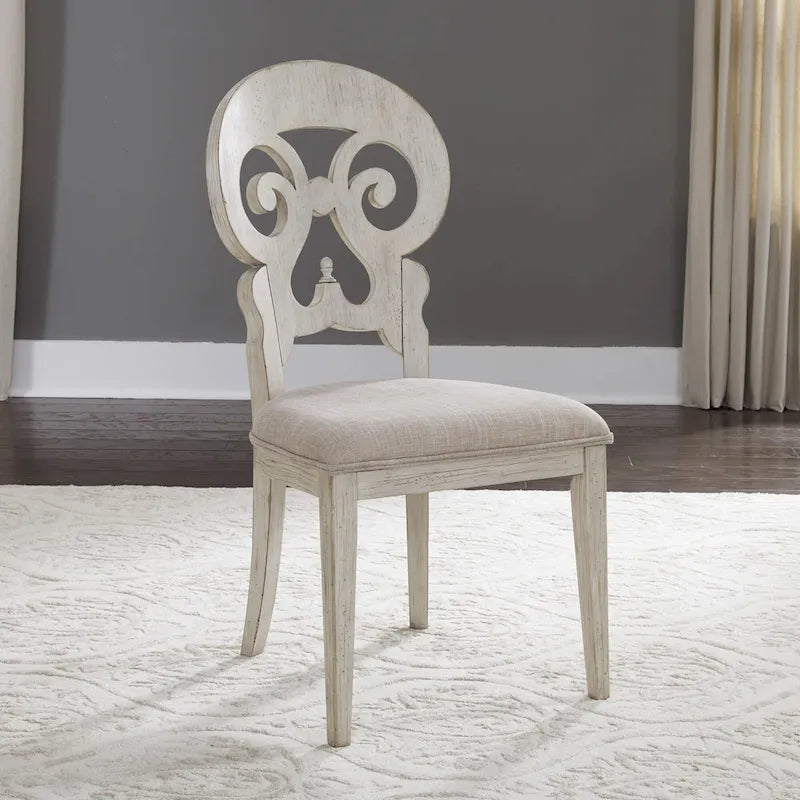 Ensemble de 7 pièces de table à tréteaux de ferme revisitée, blanc antique