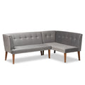 Ensemble de banquette d'angle repas Stewart Mid-Century en velours (2 pièces) - Gris