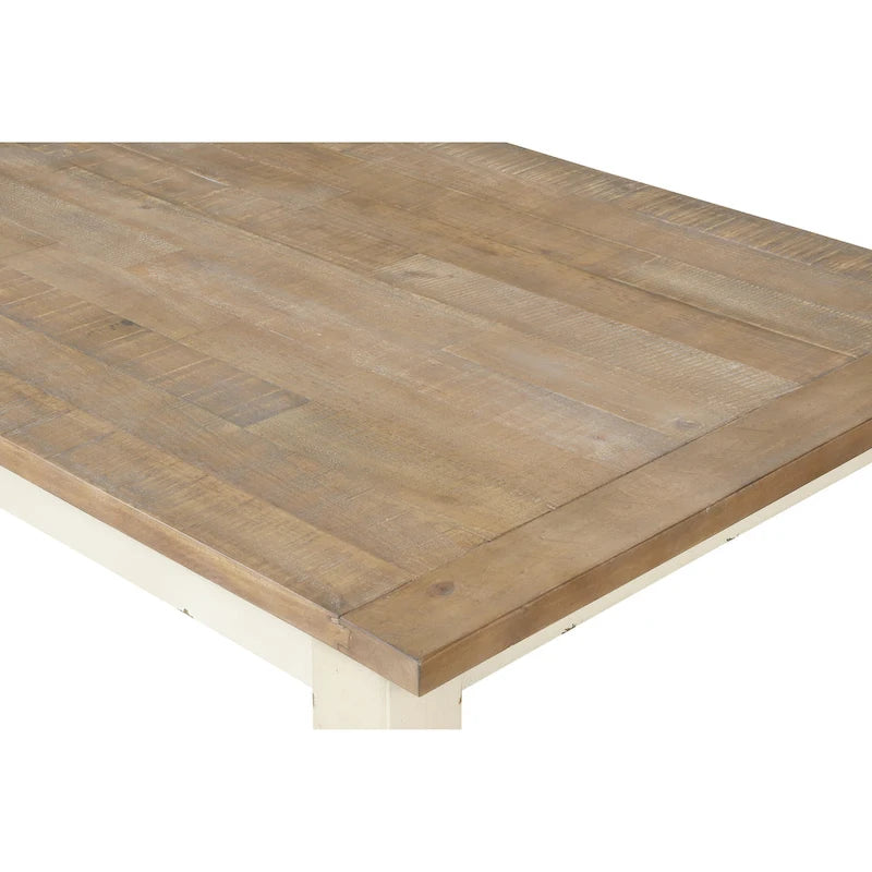 Ensemble de salle à manger 7 pièces Prato de Roundhill Furniture avec chaises à dossier croisé, blanc antique et chêne vieilli