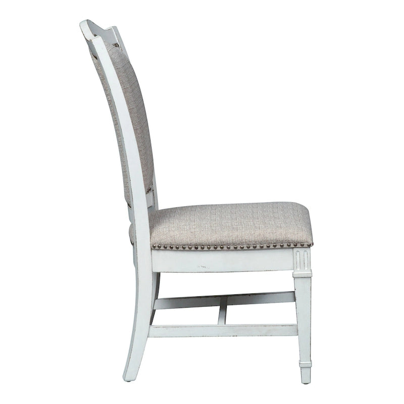 Ensemble de 5 pièces avec table à tréteaux Abbey Park brun vieilli et blanc antique