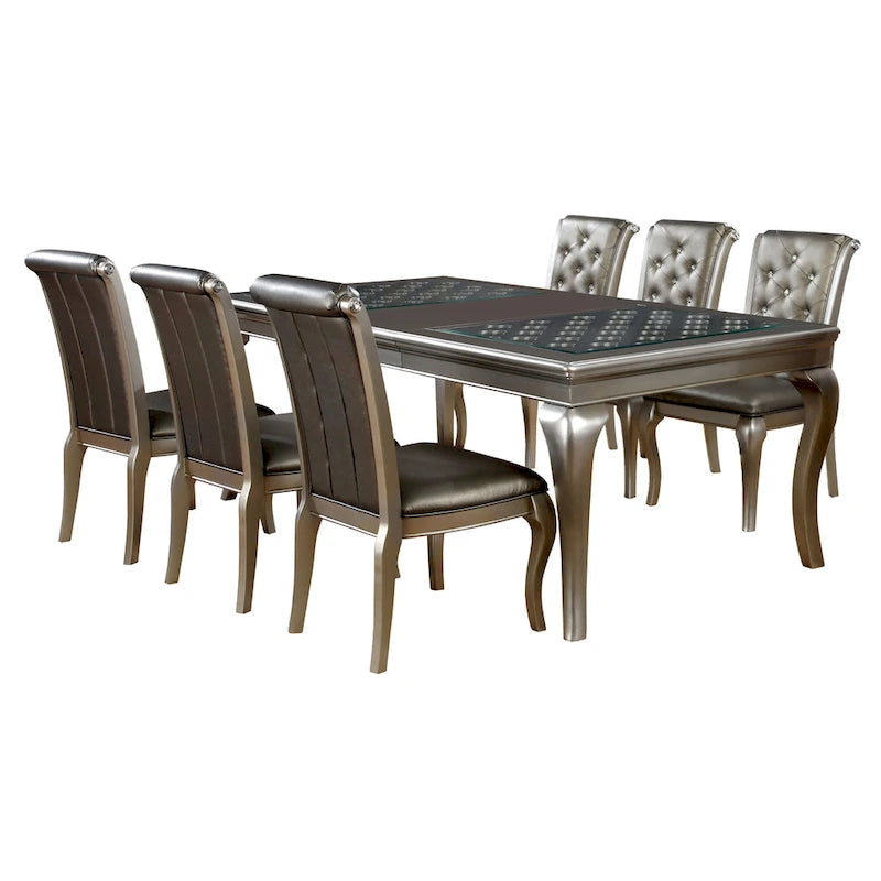 Ensemble de salle à manger 7 pièces Tily Glam Grey en bois massif par Furniture of America