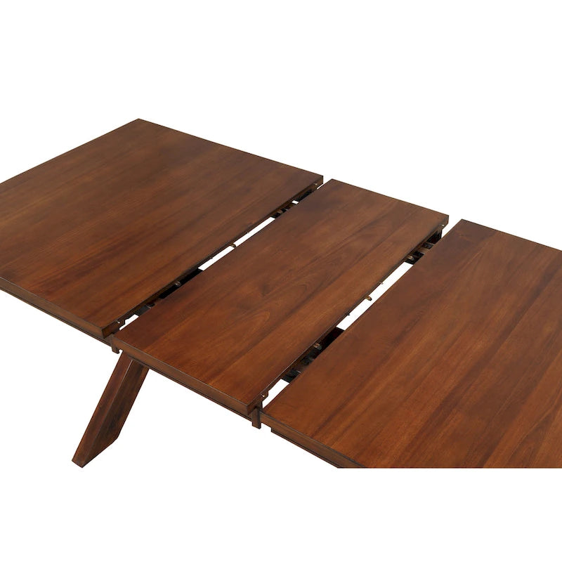Ensemble de salle à manger 9 pièces Roundhill Furniture Karven en bois, table à manger à tréteaux extensible avec 8 chaises, noyer foncé