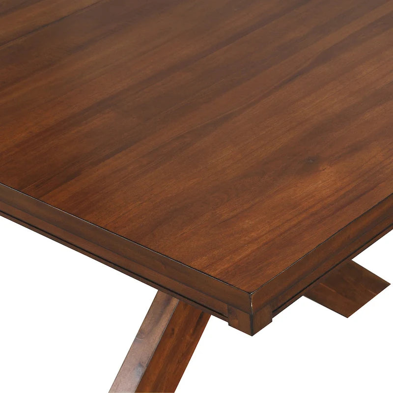 Ensemble de salle à manger 9 pièces Roundhill Furniture Karven en bois, table à manger à tréteaux extensible avec 8 chaises, noyer foncé