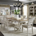 Ensemble de salle à manger 6 pièces avec table à tréteaux, collection Farmhouse Reimagined, blanc antique