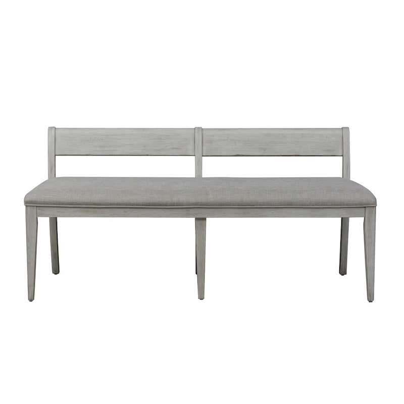 Ensemble de salle à manger 6 pièces avec table à tréteaux, collection Farmhouse Reimagined, blanc antique