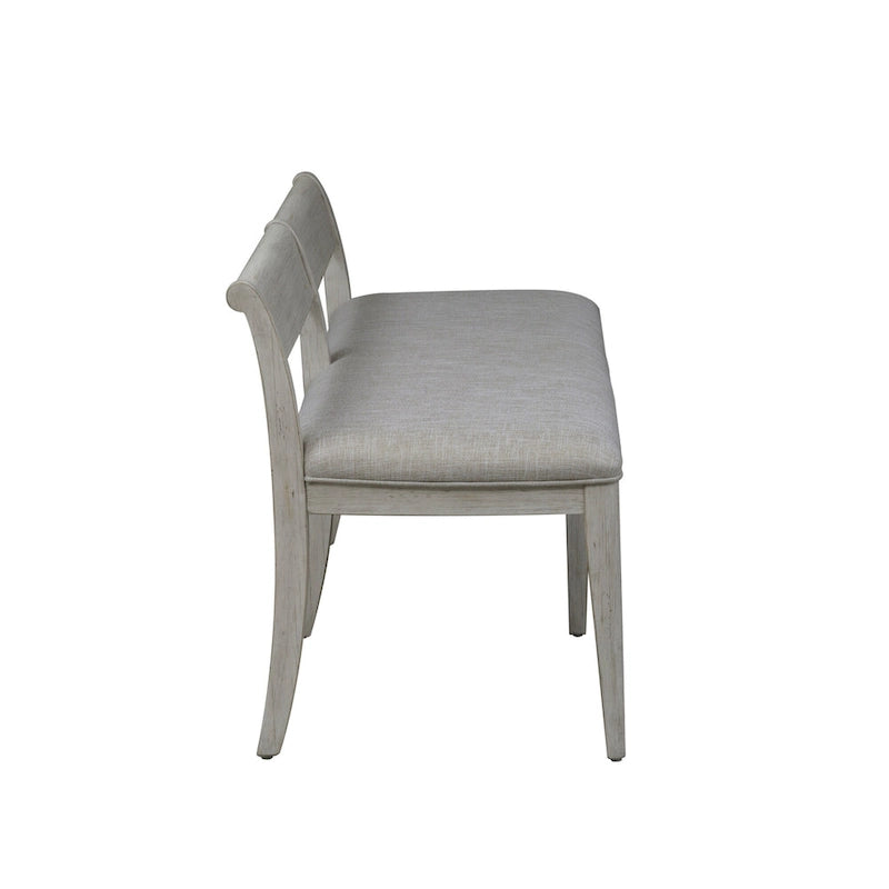 Ensemble de salle à manger 6 pièces avec table à tréteaux, collection Farmhouse Reimagined, blanc antique