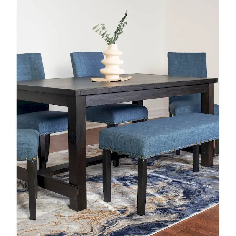 Roundhill Furniture Muzzi Ensemble de salle à manger contemporain 6 pièces, table de salle à manger avec 4 chaises élégantes et un banc