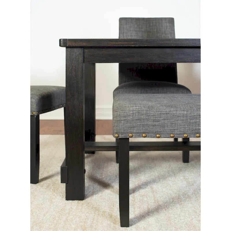 Roundhill Furniture Muzzi Ensemble de salle à manger contemporain 6 pièces, table de salle à manger avec 4 chaises élégantes et un banc