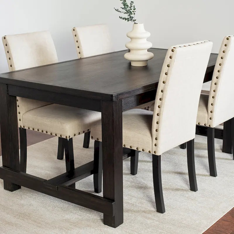 Roundhill Furniture Muzzi Ensemble de salle à manger contemporain 6 pièces, table de salle à manger avec 4 chaises élégantes et un banc