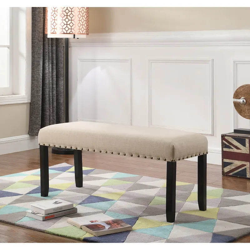Roundhill Furniture Muzzi Ensemble de salle à manger contemporain 6 pièces, table de salle à manger avec 4 chaises élégantes et un banc