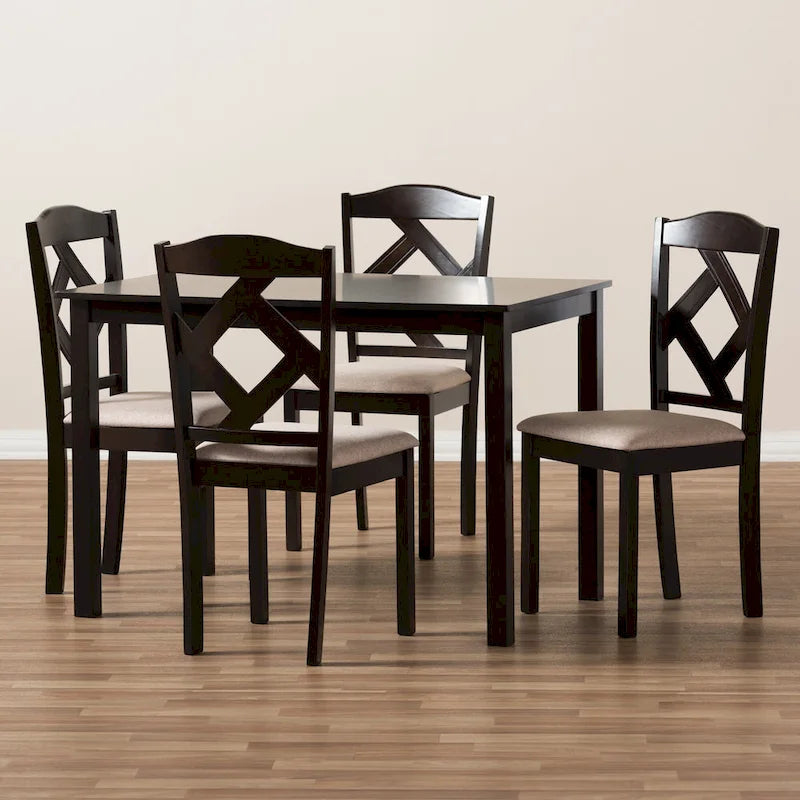 Ensemble de salle à manger contemporain 5 pièces en tissu Monongahela Copper Grove