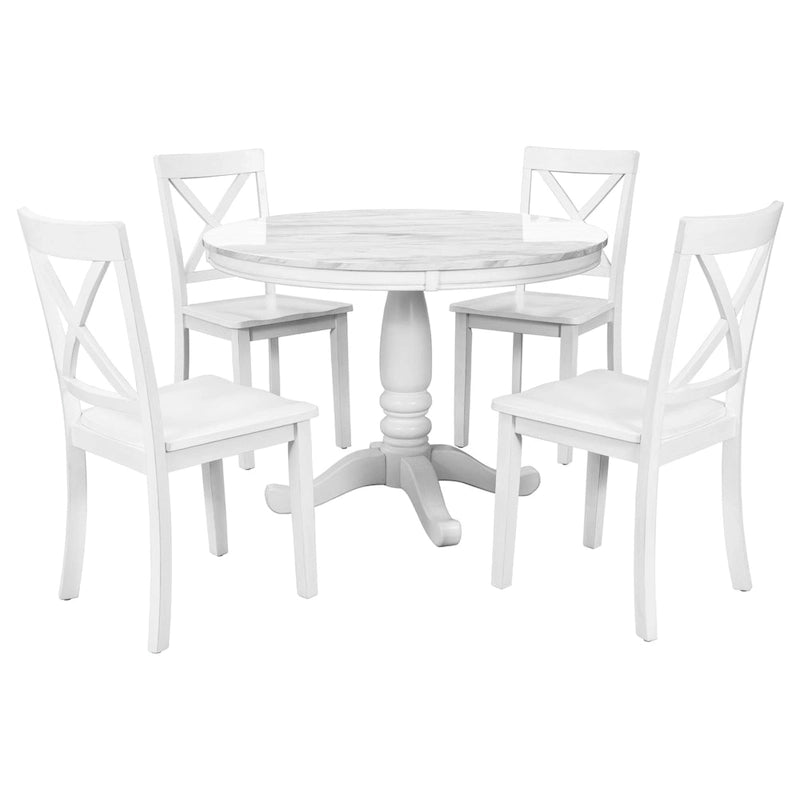 Ensemble table et 4 chaises de salle à manger, 5 pièces