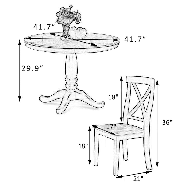 Ensemble table et 4 chaises de salle à manger, 5 pièces