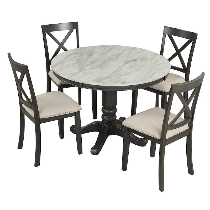 Ensemble table et 4 chaises de salle à manger, 5 pièces