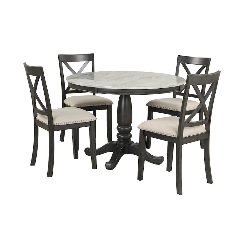 Ensemble table et 4 chaises de salle à manger, 5 pièces