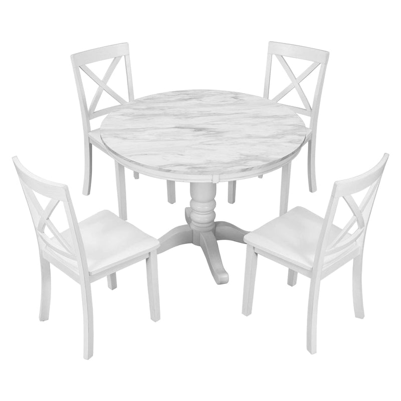Ensemble table et 4 chaises de salle à manger, 5 pièces
