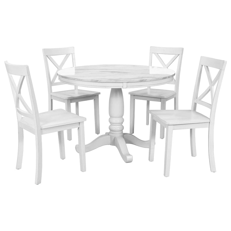 Ensemble table et 4 chaises de salle à manger, 5 pièces