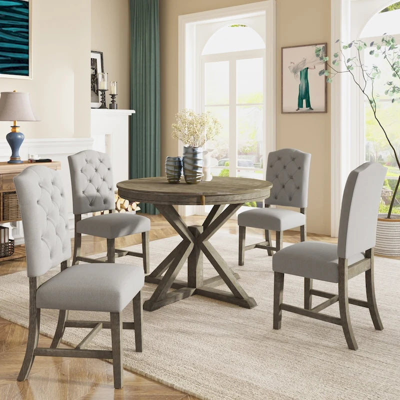 Ensemble table à manger avec table extensible et 4 chaises rembourrées