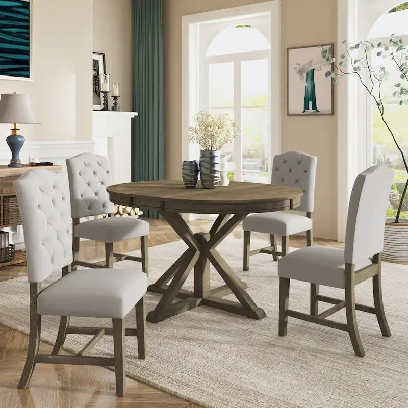 Ensemble table à manger avec table extensible et 4 chaises rembourrées