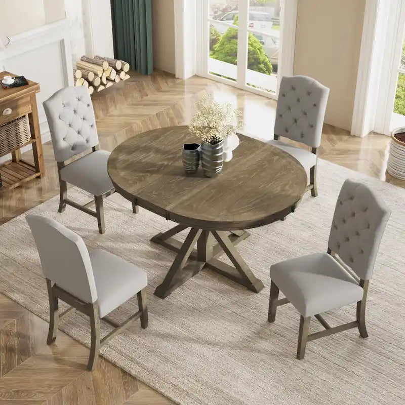 Ensemble table à manger avec table extensible et 4 chaises rembourrées