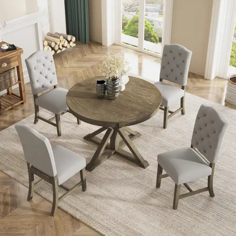 Ensemble table à manger avec table extensible et 4 chaises rembourrées