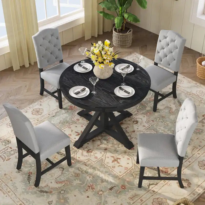 Ensemble table à manger avec table extensible et 4 chaises rembourrées