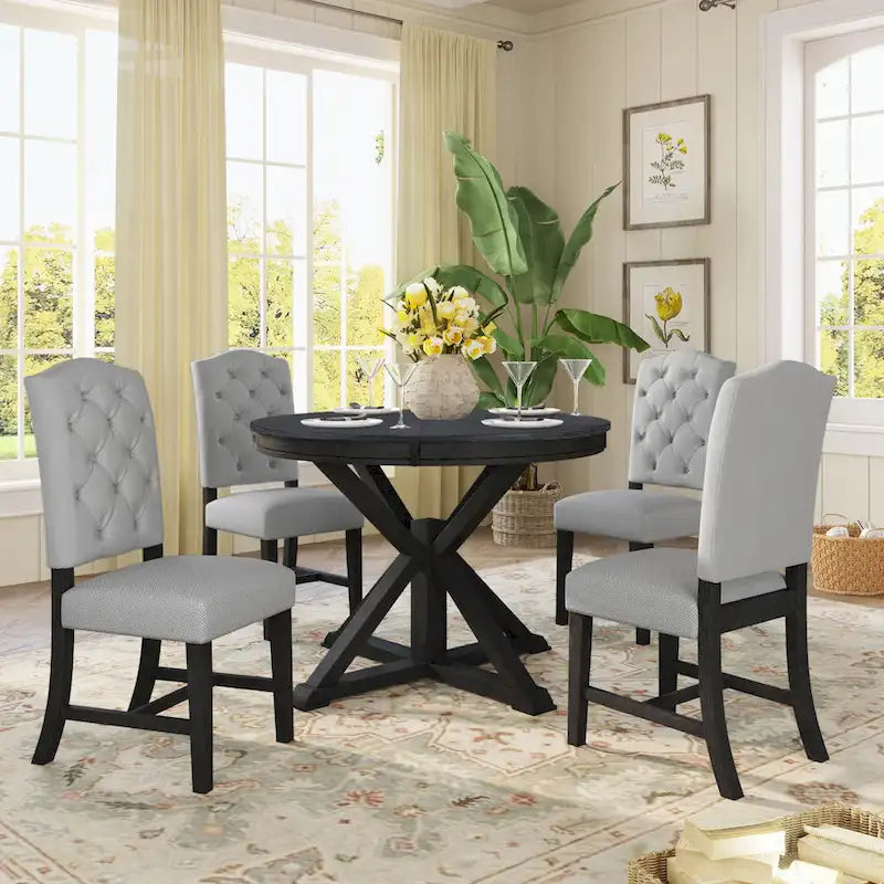 Ensemble table à manger avec table extensible et 4 chaises rembourrées
