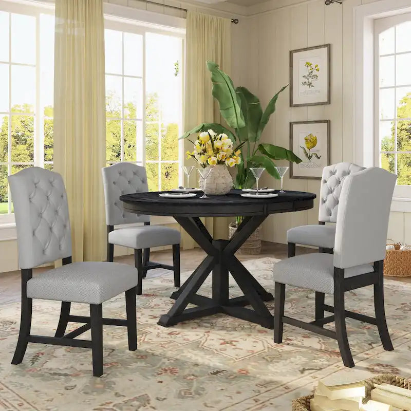 Ensemble table à manger avec table extensible et 4 chaises rembourrées