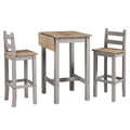 Ensemble de salle à manger en bois, hauteur bar, table à rabats et 2 chaises Collection Corona