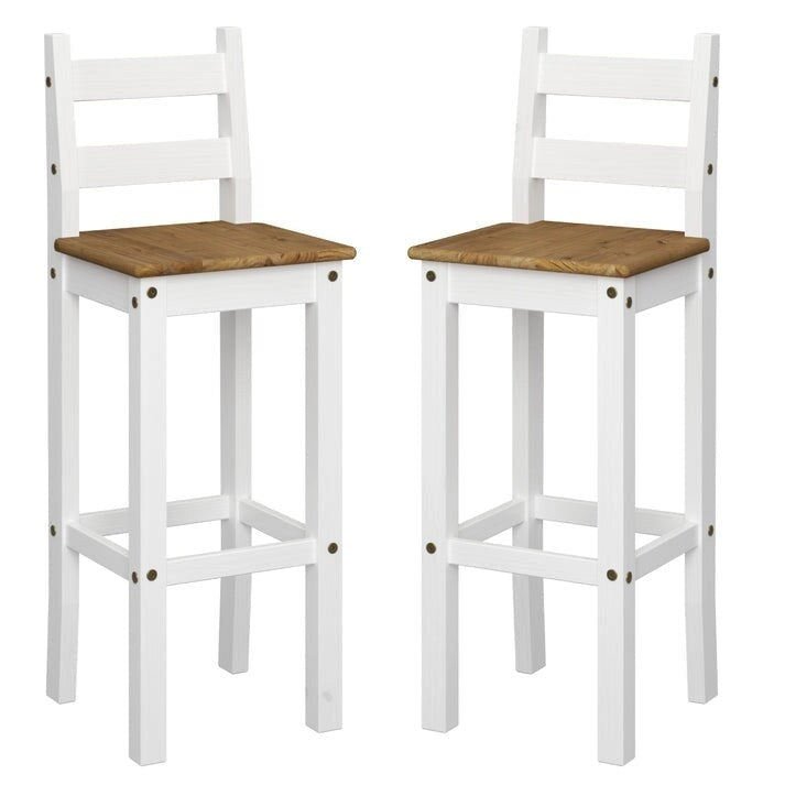 Ensemble de salle à manger en bois, hauteur bar, table à rabats et 2 chaises Collection Corona